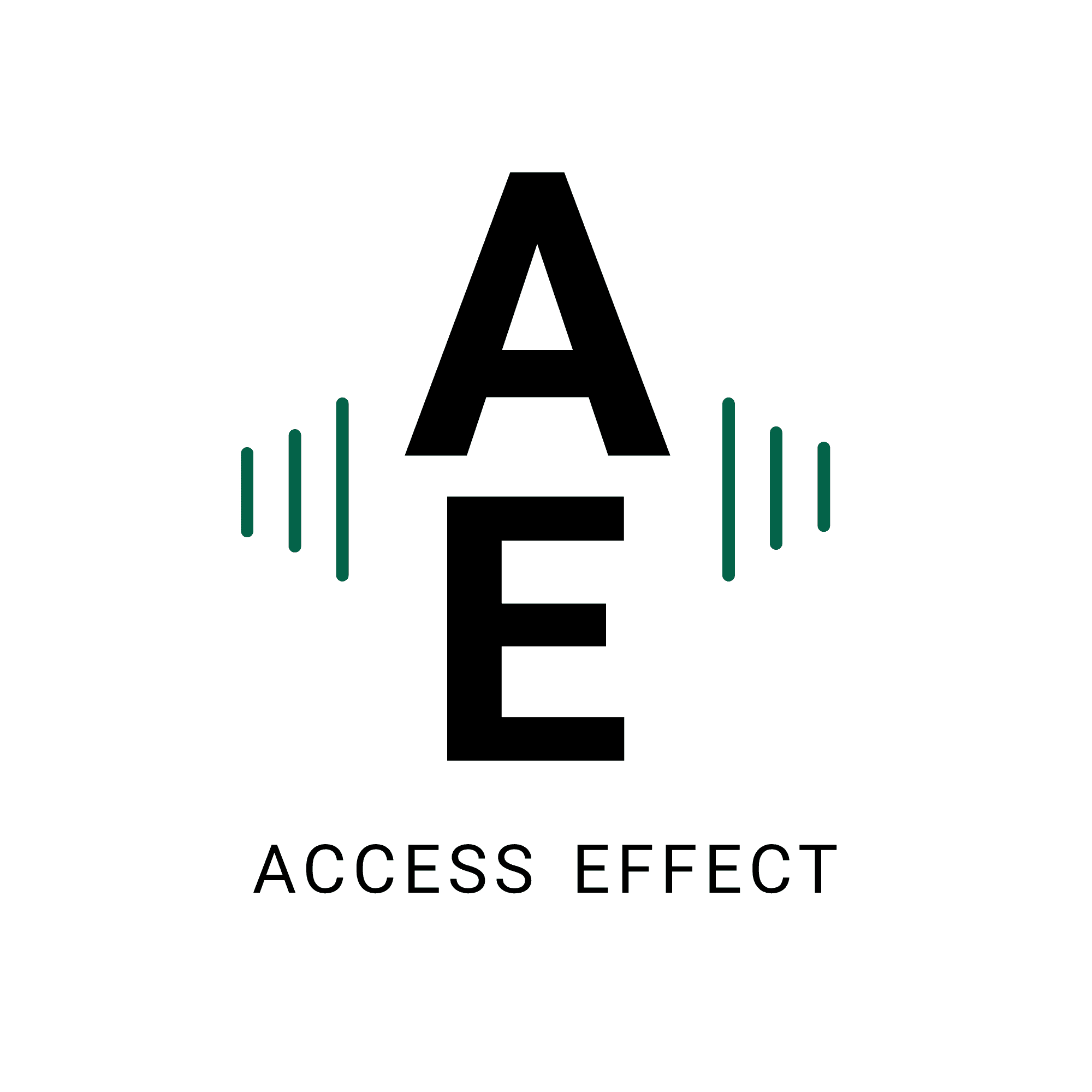 The Access Effect cover art: a stacked A and E monogram between sound wave bars.